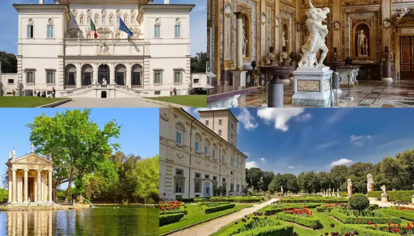 La Villa Borghese à Rome : extérieur majestueux, intérieur d'art, lac paisible et jardins à la française. Une visite gratuite pour tous.