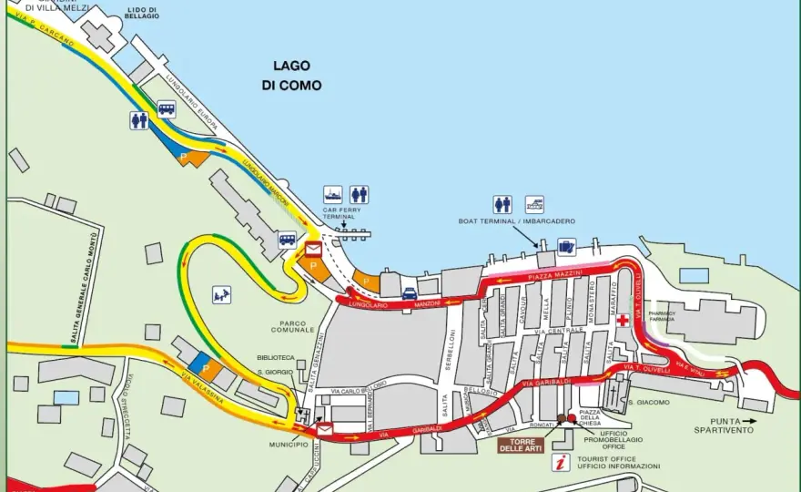 Lac de Côme en voiture - itinéraire, parkings et ferries