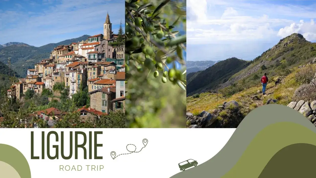 Visiter la Ligurie en voiture : un village perch&eacute;, des olives vertes et une randonn&eacute;e avec vue sur la mer.