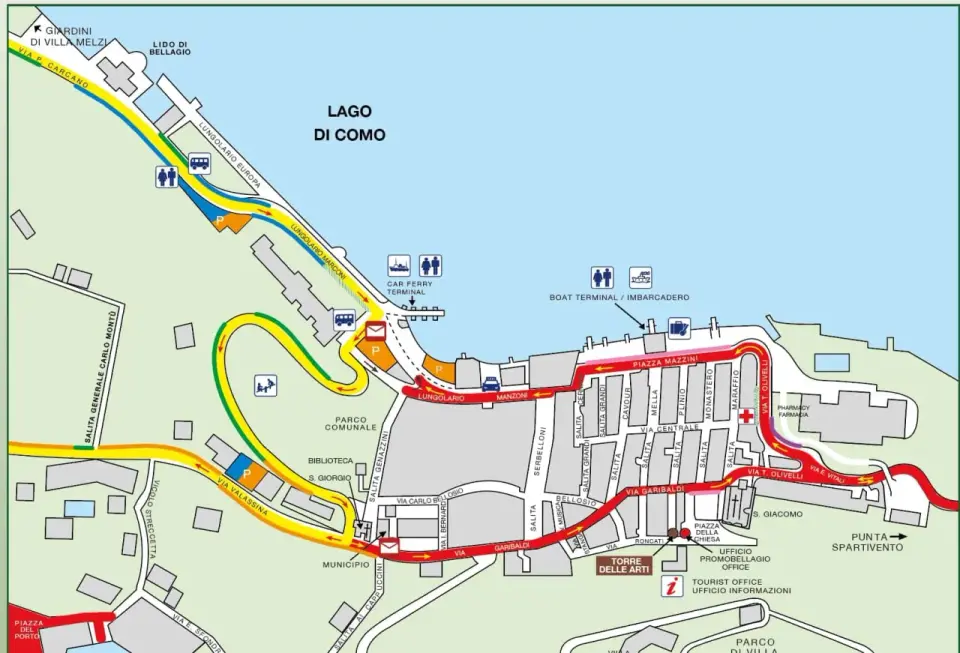 Lac de Côme en voiture - itinéraire, parkings et ferries